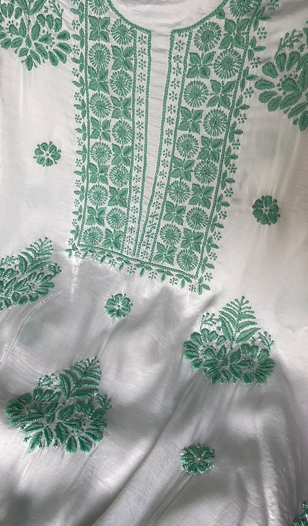 Women's Lakhnavi Handcrafted Modal Cotton Unstitched Chikankari Kurta Dupatta Set - HONC0334631