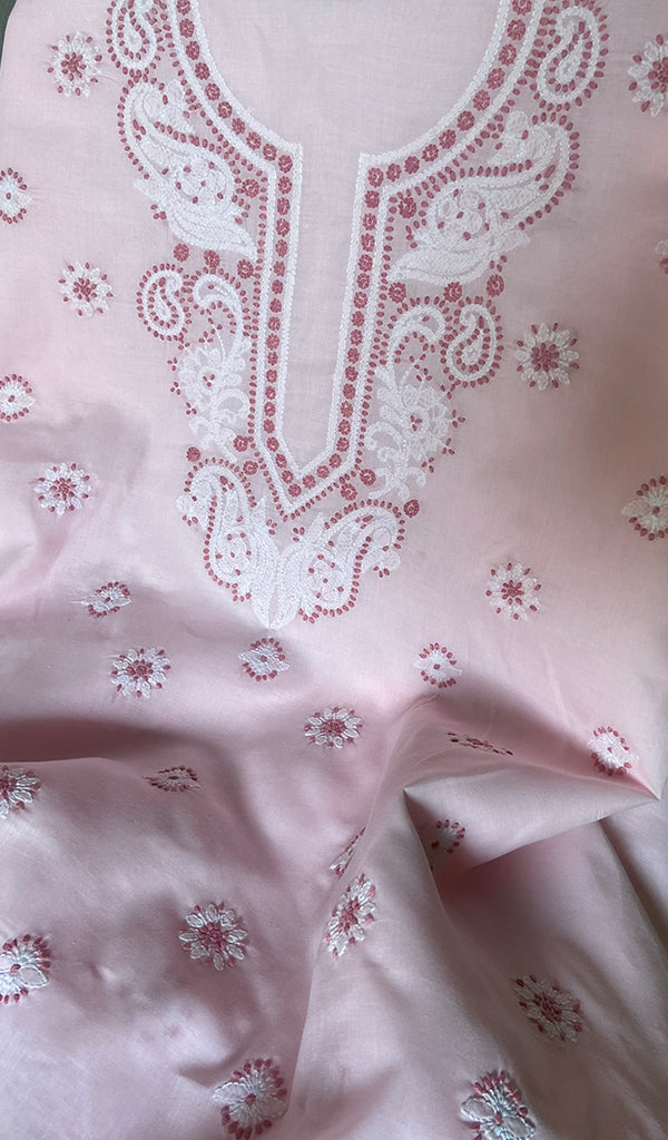 Women's Lakhnavi Handcrafted Unstitched Cotton Chikankari Suit Material - HONC0351044