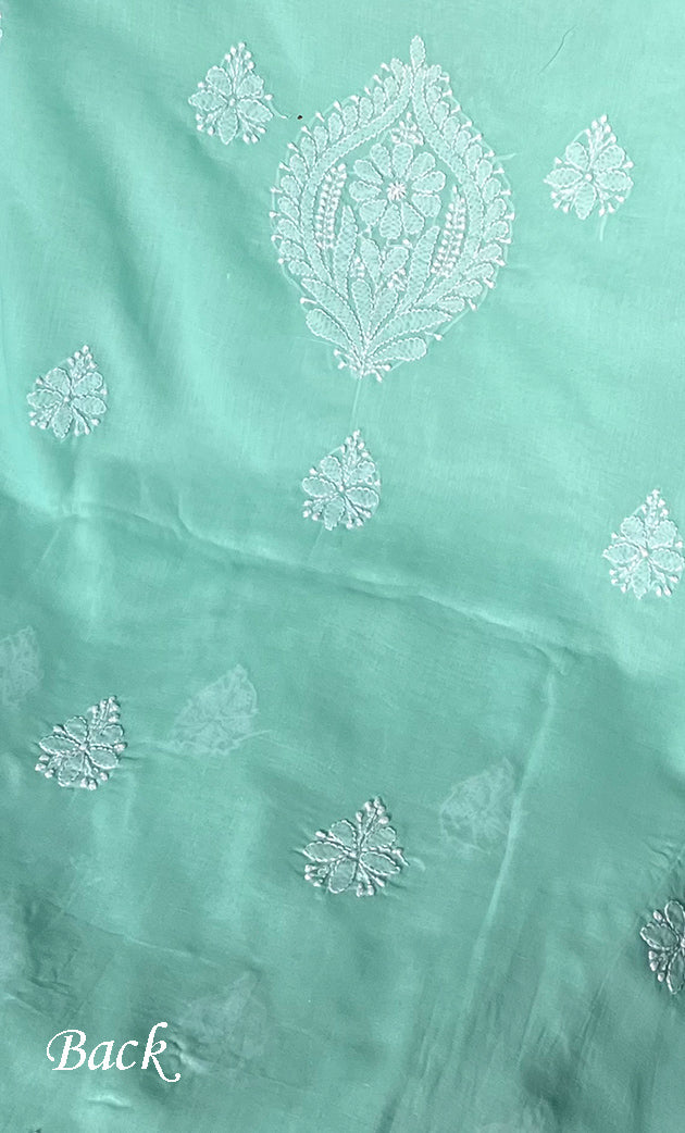 Women's Lakhnavi Handcrafted Unstitched Cotton Chikankari Suit Material - HONC0285043
