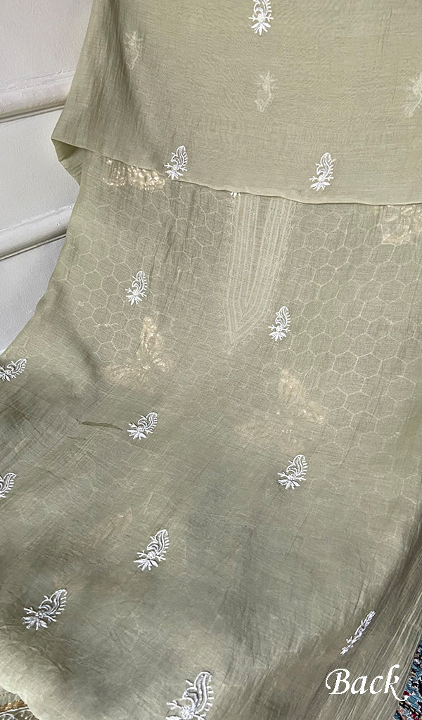 Haaniya Women's Lakhnavi Handcrafted Mul Chanderi Unstitched Kurta And Dupatta Set - HONC0965195