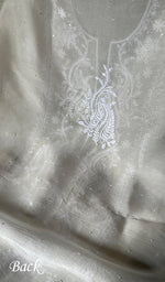Load image into Gallery viewer, Women&#39;s Lakhnavi Handcrafted Pure Organza Chikankari Unstitched Kurta And Dupatta Set- HONC0300417
