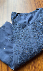 Load image into Gallery viewer, Women&#39;s Lakhnavi Handcrafted Muslin Chikankari Kurti - HONC0175667
