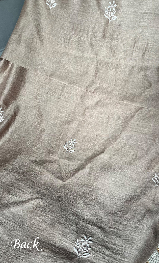Women's Lakhnavi Handcrafted Munga Silk Chikankari Kurta And Dupatta Set- HONC0283178