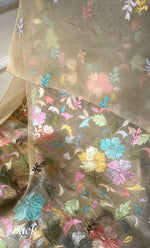 将图像加载到图库查看器中， Women&#39;s Lakhnavi Handcrafted Pure Organza Chikankari Unstitched Kurta And Dupatta Set- HONC0287004
