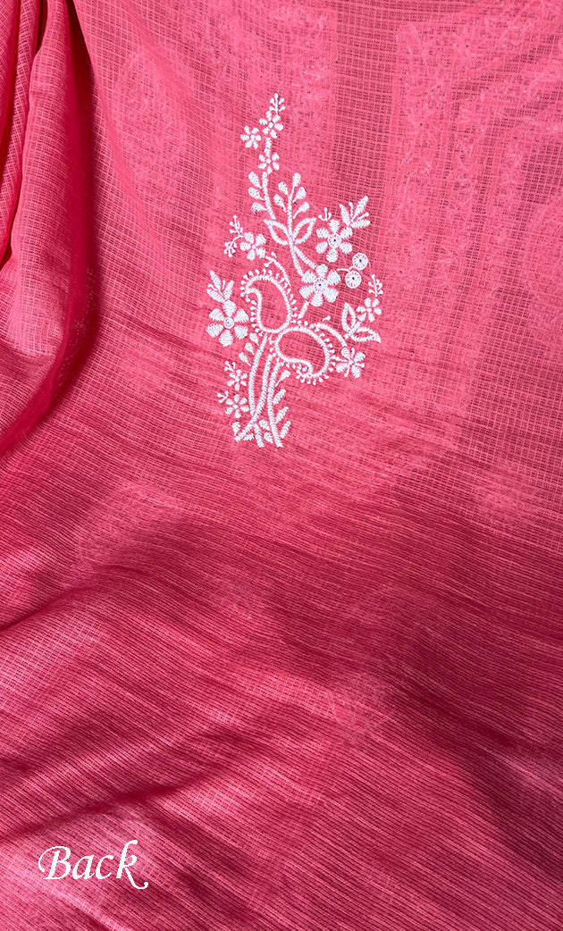 Women's Lucknowi Handcrafted Kota Cotton Chikankari Unstitched Kurta And Dupatta Set - HONC0312648