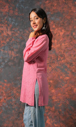 Load image into Gallery viewer, Women&#39;s Lucknowi Handcrafted Viscose Georgette Chikankari Top - HONC0327523
