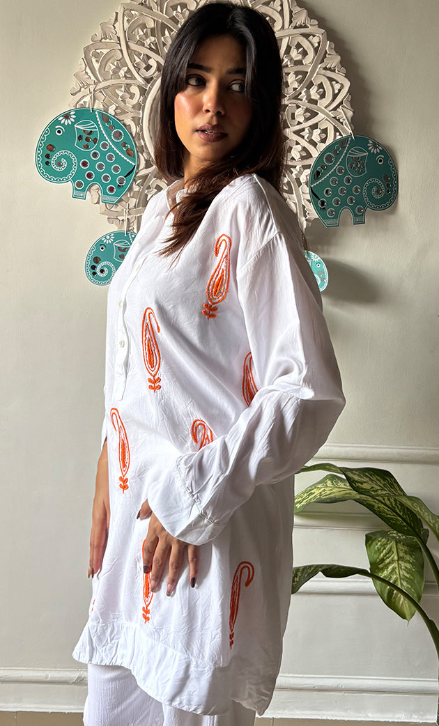 Women's Lakhnavi Handcrafted Cotton Chikankari Top - HONC01550455