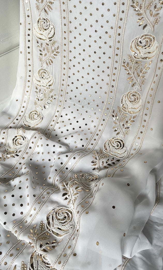 Women's Lucknowi Handcrafted Viscose Georgette Chikankari Kurta and Dupatta Set- HONC0328894