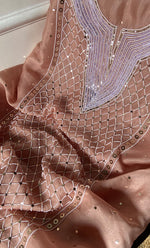 Load image into Gallery viewer, Khushboo Women&#39;s Lakhnavi Handcrafted Pure Organza Chikankari Unstitched Kurta And Dupatta Set- HONC0
