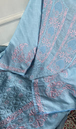 Load image into Gallery viewer, Women's Lucknowi Handcrafted Semi -Stitched Chanderi Silk Chikankari Full Suit Material - HONC0269962