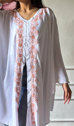 Load image into Gallery viewer, Women's Lucknowi Handcrafted Cotton Chikankari Kaftan - HONC0352349