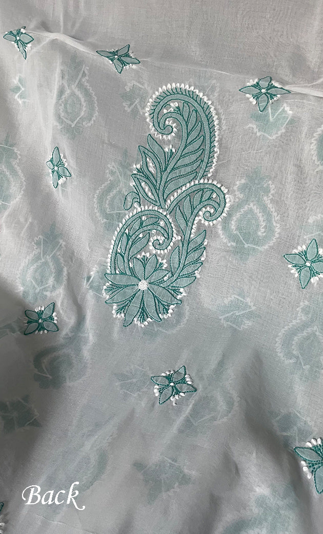 Women's Lakhnavi Handcrafted Unstitched Cotton Chikankari Suit Material - HONC0317409