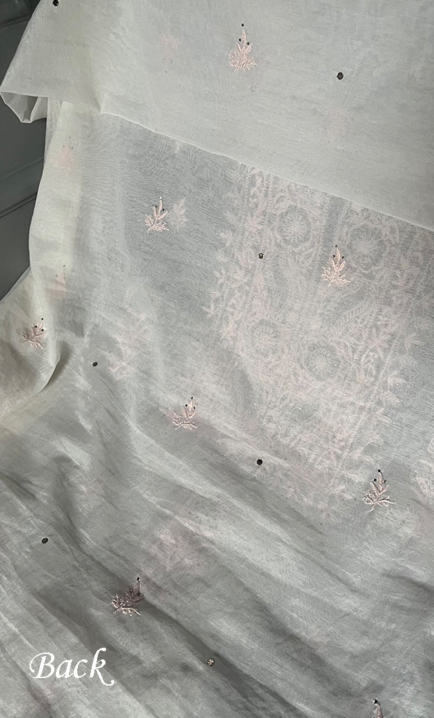 Women's Lakhnavi Handcrafted Mul Chanderi Unstitched Kurta And Dupatta Set- HONC0267151