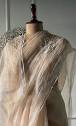 将图像加载到图库查看器中， Women's Lucknowi Handcrafted Pure Organza Silk Chikankari Saree - HONC0321768