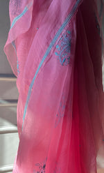 Load image into Gallery viewer, Amna Women&#39;s Lucknowi Handcrafted Pure Organza Silk Chikankari Saree - HONC0TS10500
