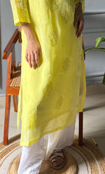 Load image into Gallery viewer, Umnaaz Women&#39;s Lakhnavi Handcrafted Organza Chikankari Kurti- HONC0115941
