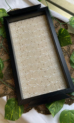 Load image into Gallery viewer, Handcrafted Chikankari Tray with Two Coasters – Wooden Frame - HONC0313535
