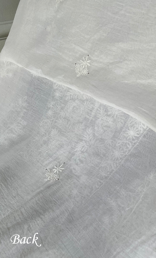 Women's Lakhnavi Handcrafted Mul Chanderi Unstitched Kurta And Dupatta Set - HONC0263960