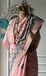 将图像加载到图库查看器中， Women&#39;s Lakhnavi Handcrafted Chanderi Silk Chikankari Saree - HONC0312052
