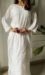 Load image into Gallery viewer, Women&#39;s Lucknowi Handcrafted Cotton Chikankari Kurti - HONC0303585
