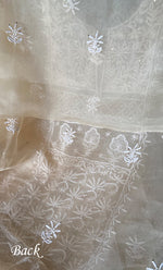 Load image into Gallery viewer, Women&#39;s Lakhnavi Handcrafted Pure Organza Chikankari Unstitched Kurta And Dupatta Set- HONC0266923
