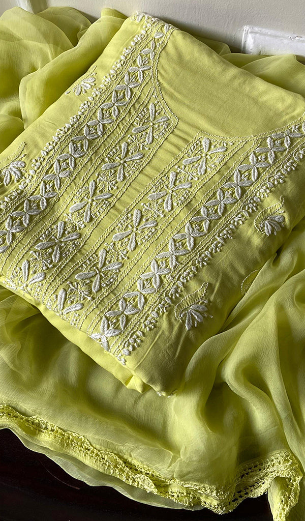 Women's Lakhnavi Handcrafted Modal Cotton Chikankari Suit Material - HONC0275951