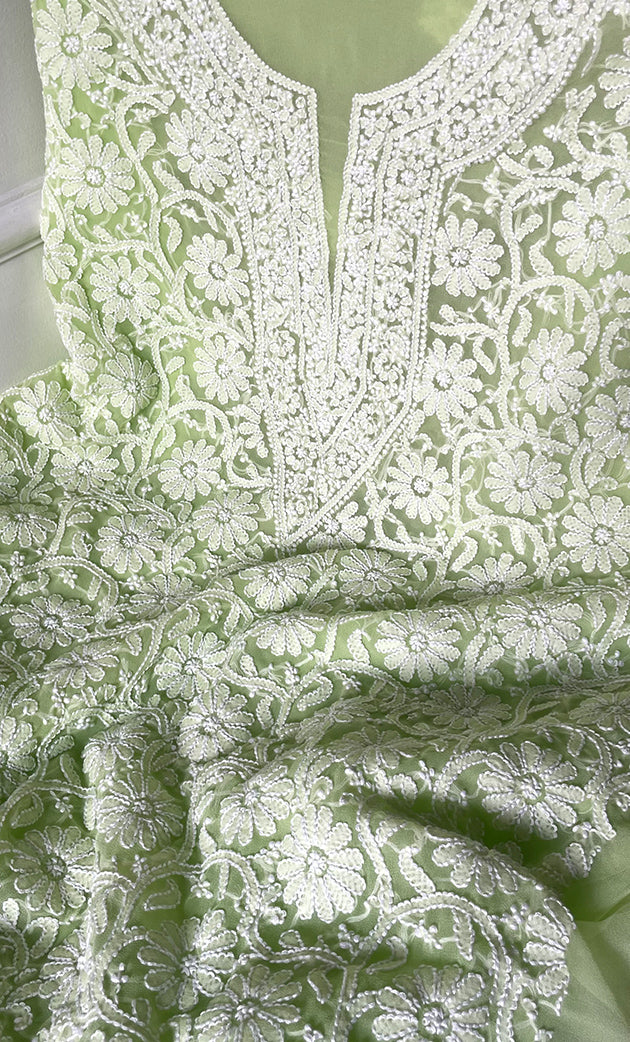 Women's Lucknowi Handcrafted Faux-Georgette Chikankari Suit Material - HONC0315343