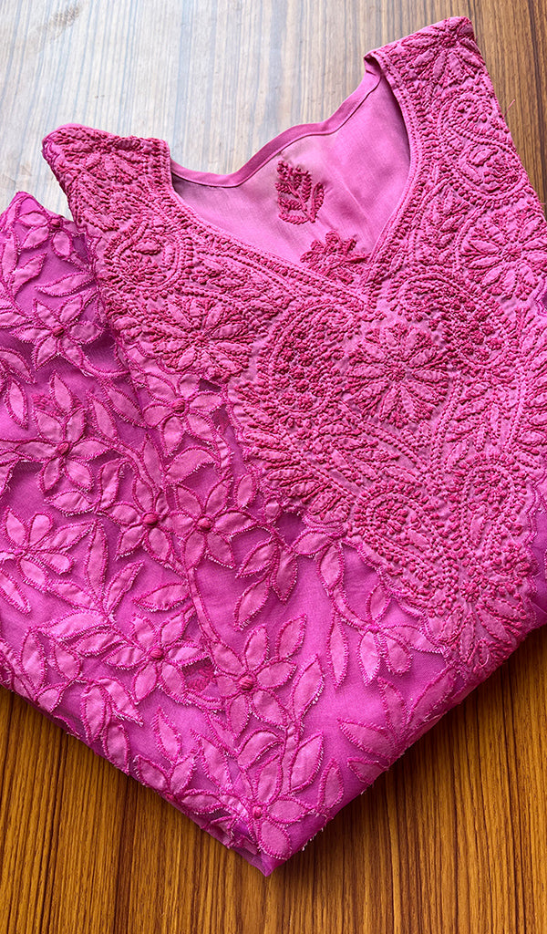 Women's Lakhnavi Handcrafted Cotton Chikankari Kurti - NC1804