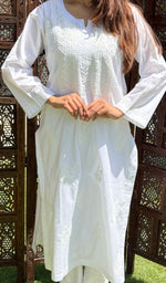 Load image into Gallery viewer, Women&#39;s Lucknowi Handcrafted Cotton Chikankari Kurti - HONC0160302
