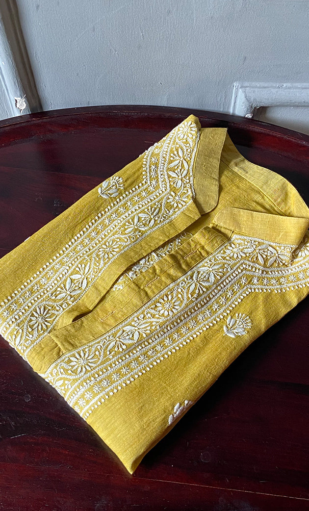 Men's Lucknowi Handcrafted Cotton Chikankari Kurta - HONC0298855