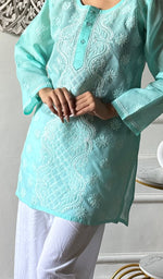 Load image into Gallery viewer, Women's Lakhnavi Handcrafted Cotton Chikankari Top - HONC0347238