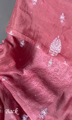 Load image into Gallery viewer, Women&#39;s Lakhnavi Handcrafted Pure Organza Chikankari Unstitched Kurta And Dupatta Set- HONC0309611
