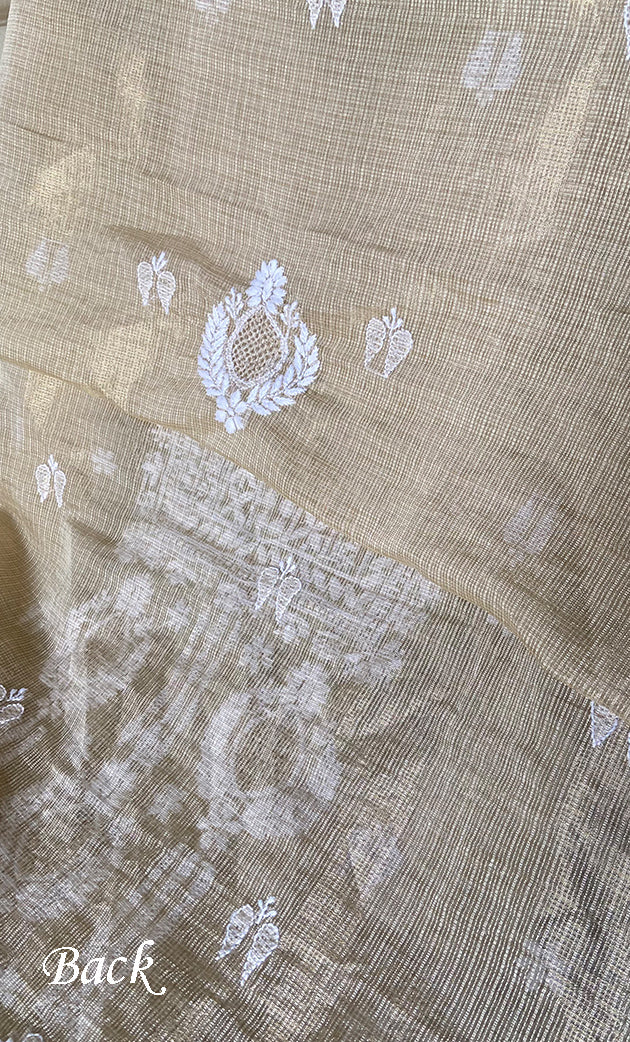 Women's Lucknowi Handcrafted Kota Chanderi Chikankari Kurta And Dupatta Set - HONC0314064