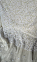 Load image into Gallery viewer, Women&#39;s Lakhnavi Handcrafted Pure Silk Georgette Chikankari Kurta And Dupatta Set- HONC0257222
