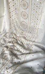 将图像加载到图库查看器中， Women&#39;s Lucknowi Handcrafted Viscose Georgette Semi - Stitched Chikankari Kurta and Dupatta Set- HONC0328907
