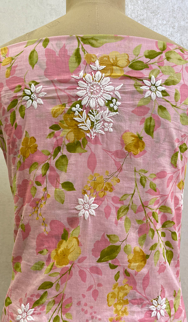 Women's Lucknowi Handcrafted Mul Cotton Chikankari Unstitched Kurti Fabric - HONC0157693