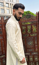 Load image into Gallery viewer, Men&#39;s Lucknowi Handcrafted Cotton Chikankari Kurta - HONC0256210
