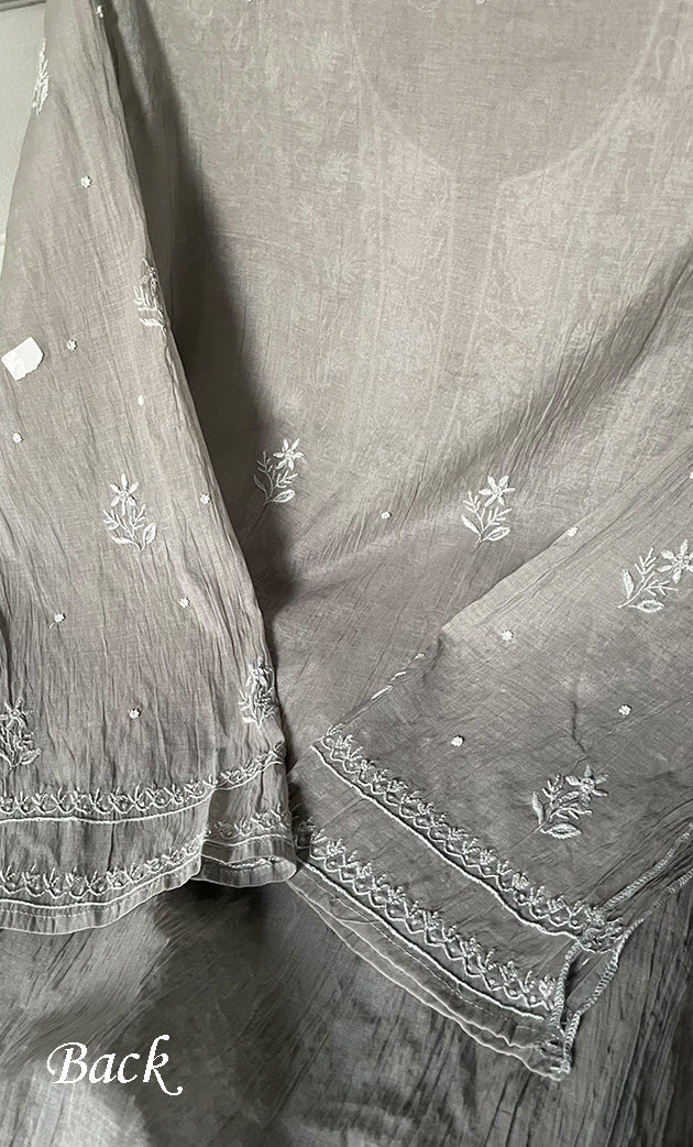 Women's Lakhnavi Handcrafted Mul Chanderi Semi - Stitched Kurta And Dupatta Set - HONC0296168