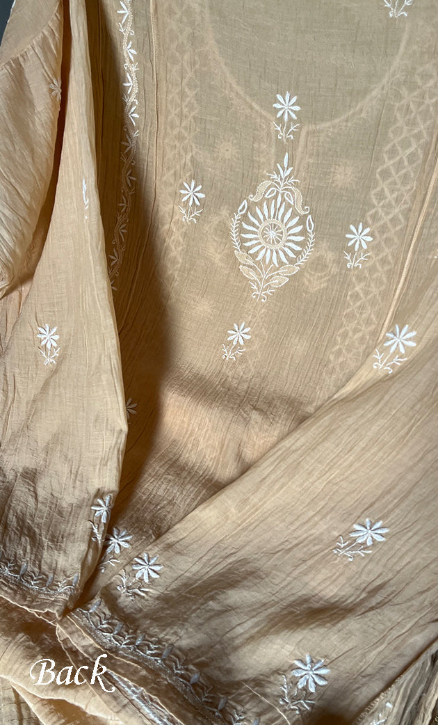Saziya Women's Lakhnavi Handcrafted Mul Chanderi Semi - Stitched Kurta And Dupatta Set - HONC0308699