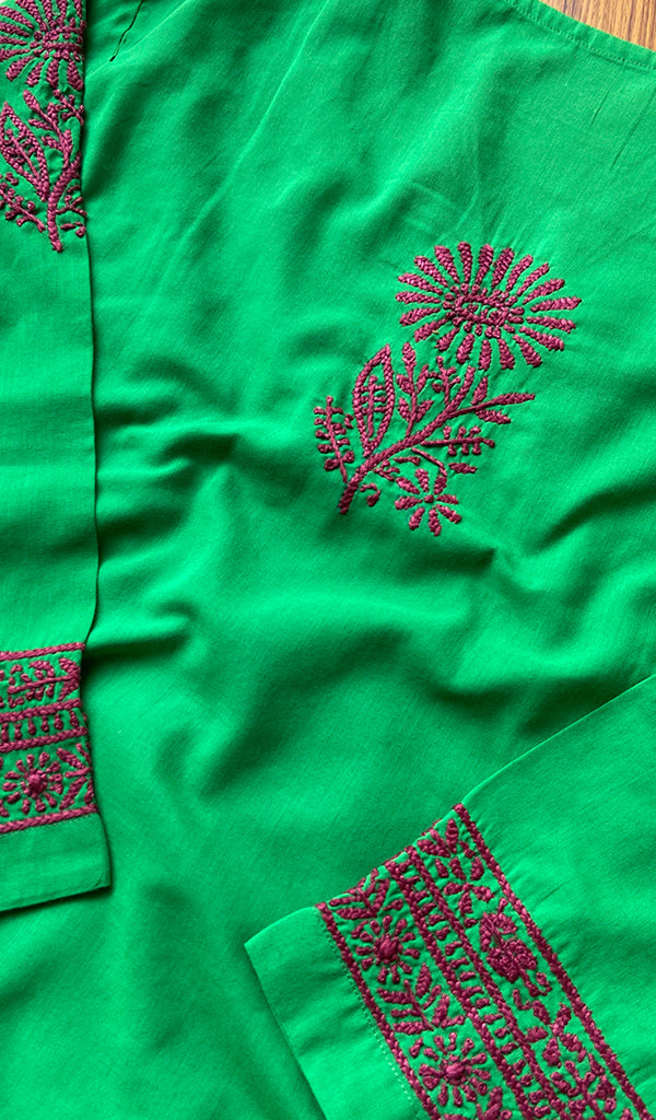 Women's Lakhnavi Handcrafted Cotton Chikankari Kurti - HONC077460