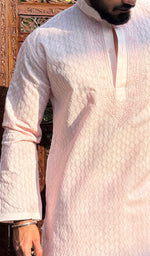 Load image into Gallery viewer, Men&#39;s Lucknowi Handcrafted Cotton Chikankari Kurta - HONC0260660
