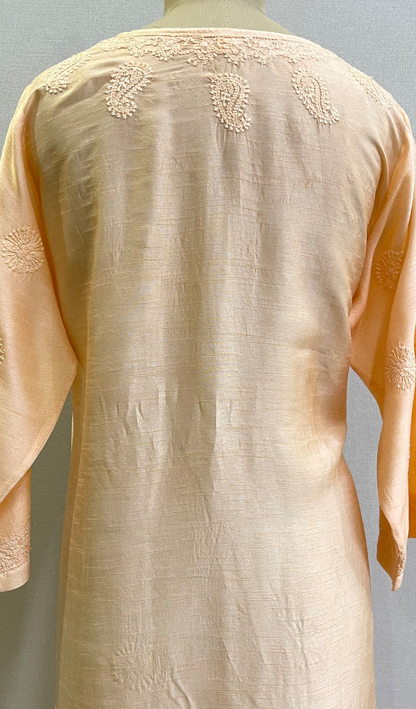 Heena Women's Lucknowi Handcrafted Raw Silk Chikankari Kurti - HONC0177289