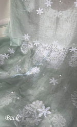 将图像加载到图库查看器中， Women&#39;s Lakhnavi Handcrafted Organza Chikankari Unstitched Full Suit Material - HONC0270896
