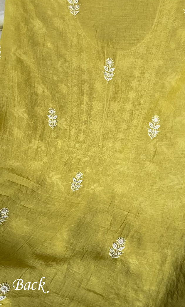 Women's Lakhnavi Handcrafted Mul Chanderi Unstitched Kurta And Dupatta Set- HONC0309531