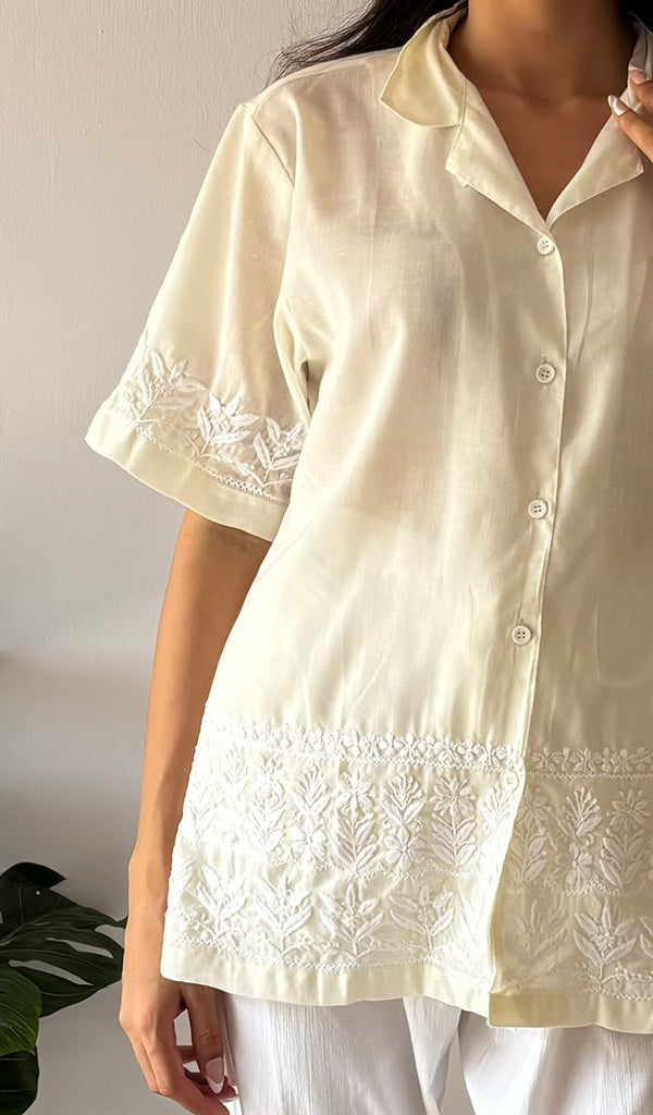 Women's Lakhnavi Handcrafted Cotton Chikankari Top - HONC0354102