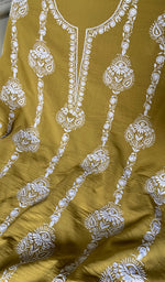 将图像加载到图库查看器中， Women's Lakhnavi Handcrafted Cotton Unstitched Kurta And Dupatta Set - HONC0362874