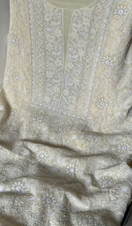 Load image into Gallery viewer, Women&#39;s Lakhnavi Handcrafted Pure Silk Georgette Chikankari Suit Material - HONC0146032
