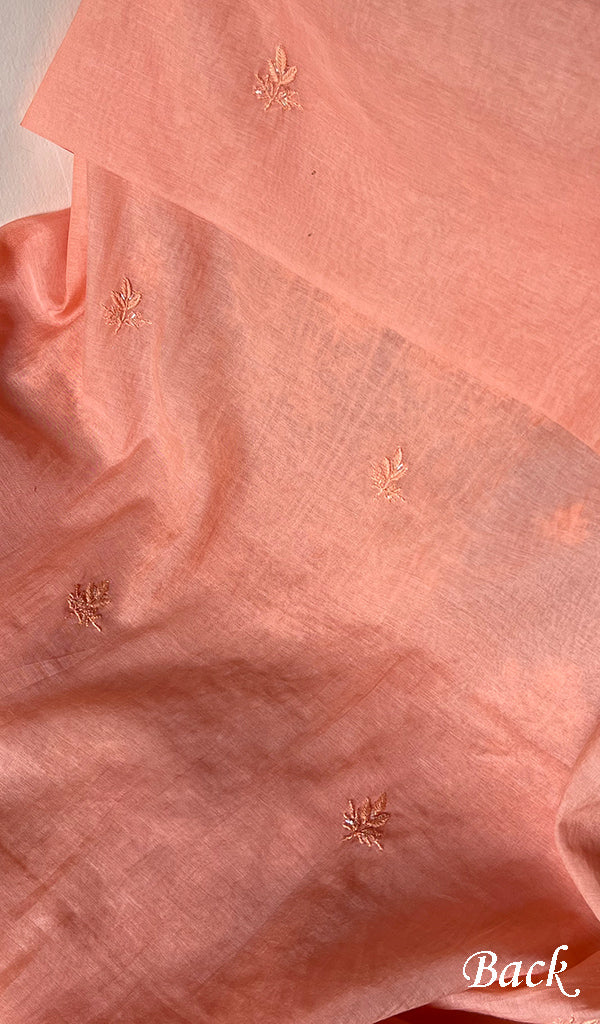 Women's Lakhnavi Handcrafted Mul Chanderi Chikankari Full Suit Material - HONC0271175