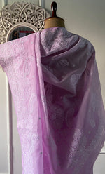 Load image into Gallery viewer, Women's Lakhnavi Handcrafted Cotton Chikankari Saree - HONC0317288