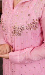 将图像加载到图库查看器中， Women&#39;s Lucknowi Handcrafted Mul Chanderi Stitched Chikankari Kurta And Plazzo Set- HONC03185720
